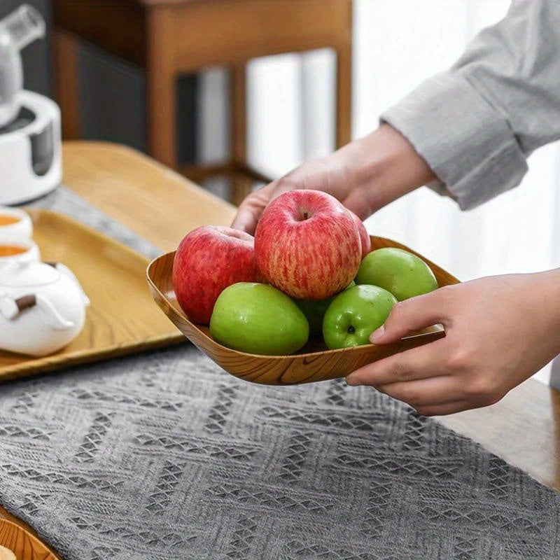 4Pcs Creative Wood-Look Plastic Snack Plate, Vinegar Dish, Restaurant Sushi Plate, Breakfast Plate, Dried Fruit Tray, Snack Tray, Bone Dish