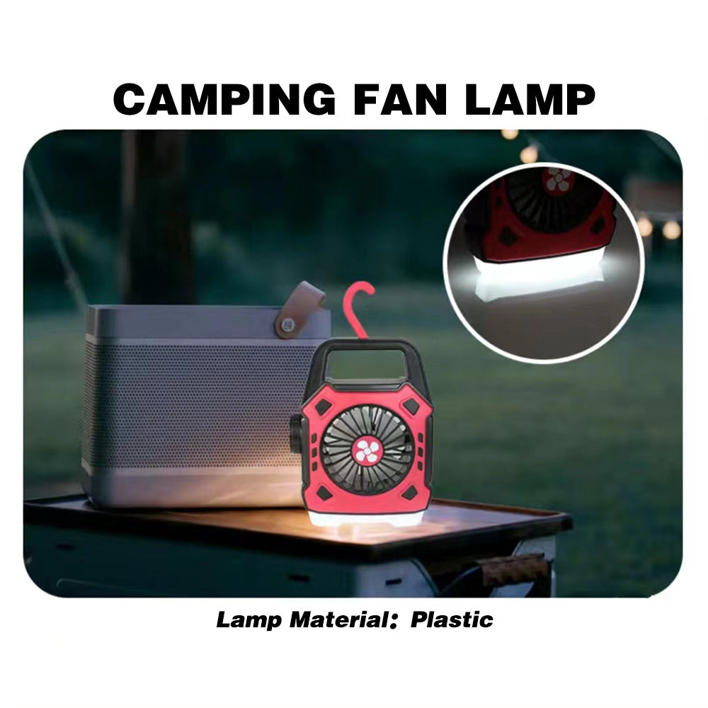 1 Red 2-in-1 Outdoor Camping Fan Handheld Light, Travel Portable LED Flashlight, USB Rechargeable Lamp, Suitable for Home, Office, Party, Fishing