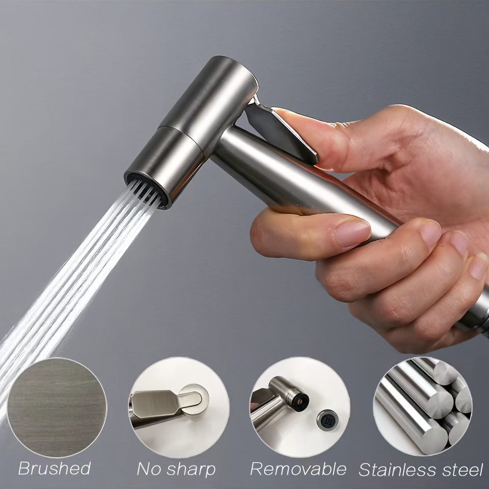 1pc Stainless Steel Bidet Sprayer - Toilet Sprayer, Toilet Cleaning Sprayer, Pressurized Gun Toilet Feminine Cleaner, Small Nozzle Toilet Flush Spray Head