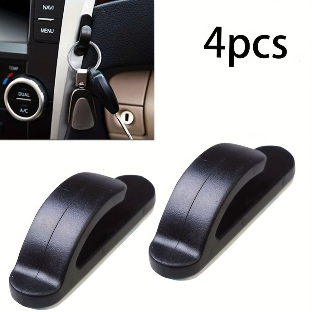 4-Pack Black Car Self-Adhesive Hooks – Convenient Bag Organizer for Vehicle Interior