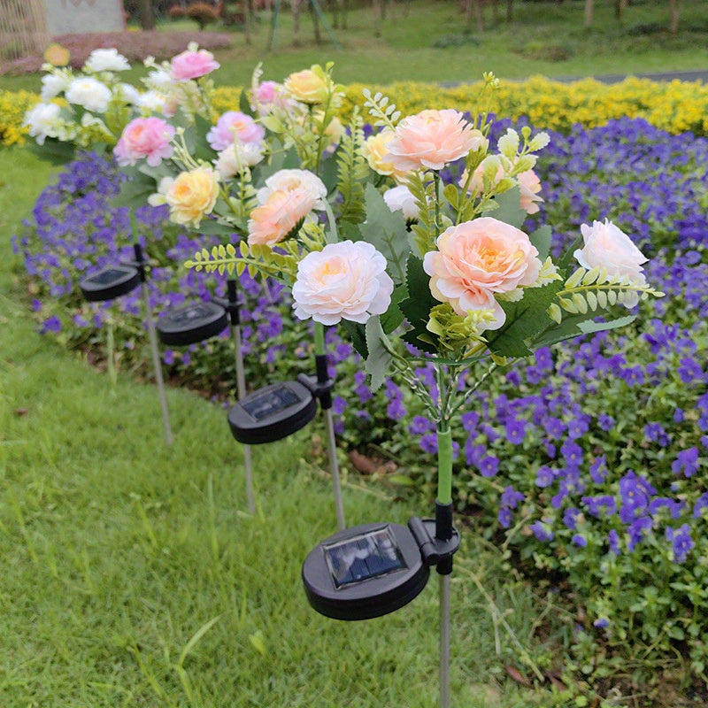 Solar Hibiscus Flower, Outdoor Artificial Flower, 7-Branch LED Light, Courtyard Lawn Light, Halloween, Christmas, Holiday Lawn Decorative Ambient Light