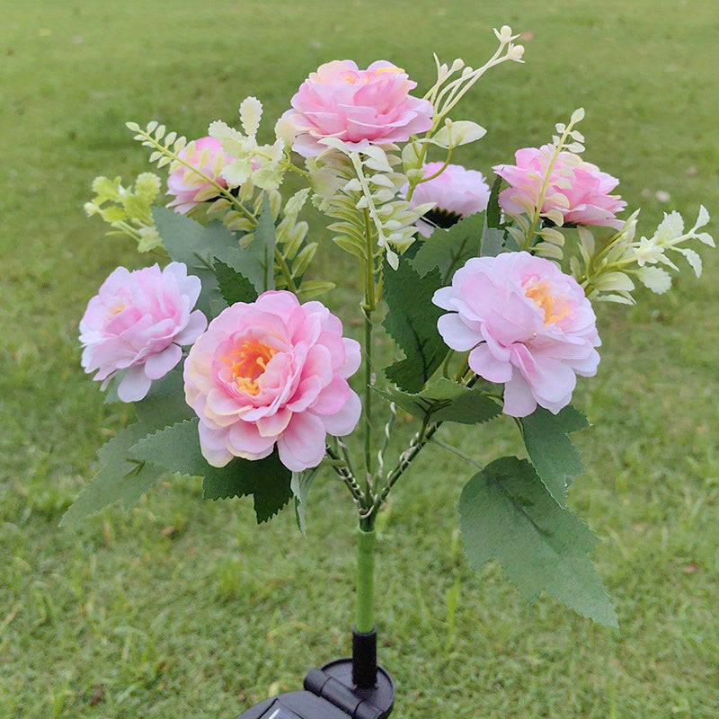 Solar Hibiscus Flower, Outdoor Artificial Flower, 7-Branch LED Light, Courtyard Lawn Light, Halloween, Christmas, Holiday Lawn Decorative Ambient Light