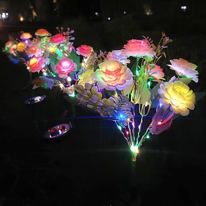 Solar Hibiscus Flower, Outdoor Artificial Flower, 7-Branch LED Light, Courtyard Lawn Light, Halloween, Christmas, Holiday Lawn Decorative Ambient Light