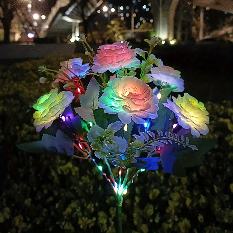 Solar Hibiscus Flower, Outdoor Artificial Flower, 7-Branch LED Light, Courtyard Lawn Light, Halloween, Christmas, Holiday Lawn Decorative Ambient Light