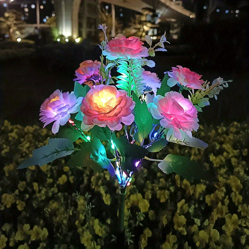 Solar Hibiscus Flower, Outdoor Artificial Flower, 7-Branch LED Light, Courtyard Lawn Light, Halloween, Christmas, Holiday Lawn Decorative Ambient Light