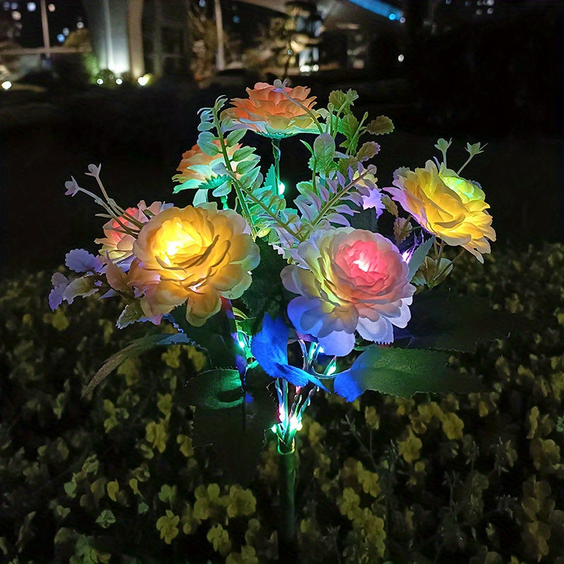Solar Hibiscus Flower, Outdoor Artificial Flower, 7-Branch LED Light, Courtyard Lawn Light, Halloween, Christmas, Holiday Lawn Decorative Ambient Light
