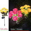 1pc Solar 7-Head Rose Flower Light Solar Lamp Outdoor Decoration Courtyard Garden Glowing Pathway Lawn Atmosphere Light