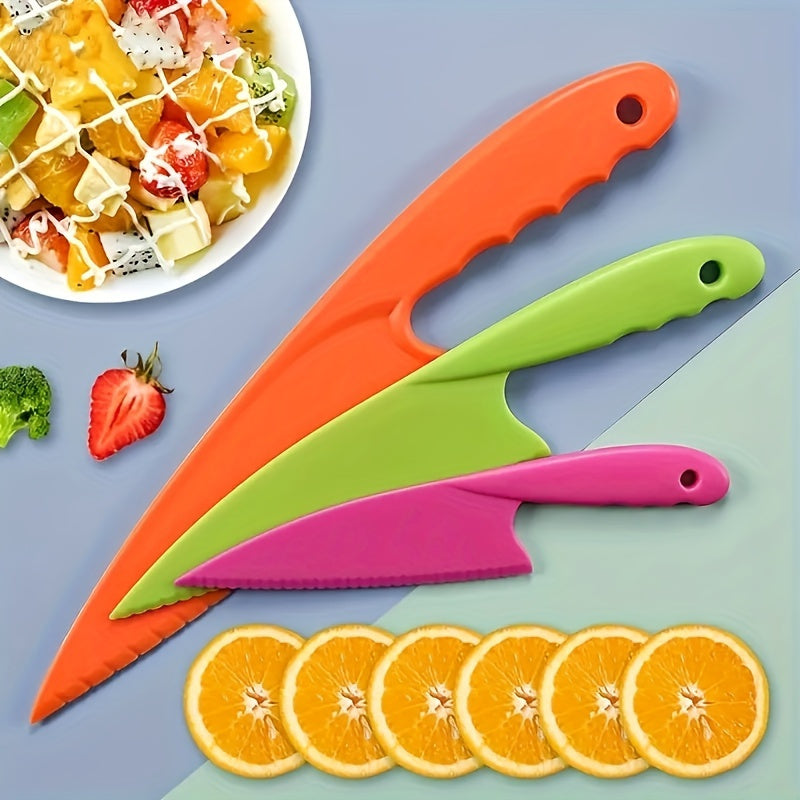 Plastic Fruit Knife with Serrated Edge, Ideal for Cutting Fruits, Vegetables, Bread and Salad