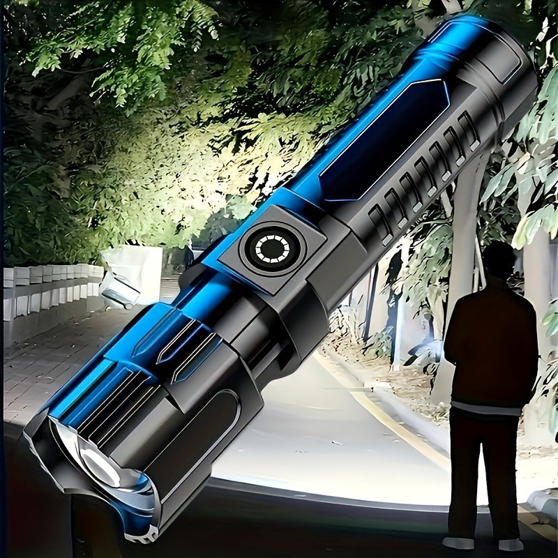 Ultra-Bright LED Rechargeable Flashlight, 3 Lighting Modes (High/Low/Strobe), 5.12 Inches, Includes USB Charging Cable, Ideal for Outdoor Adventures, IPX4 Waterproof Rating