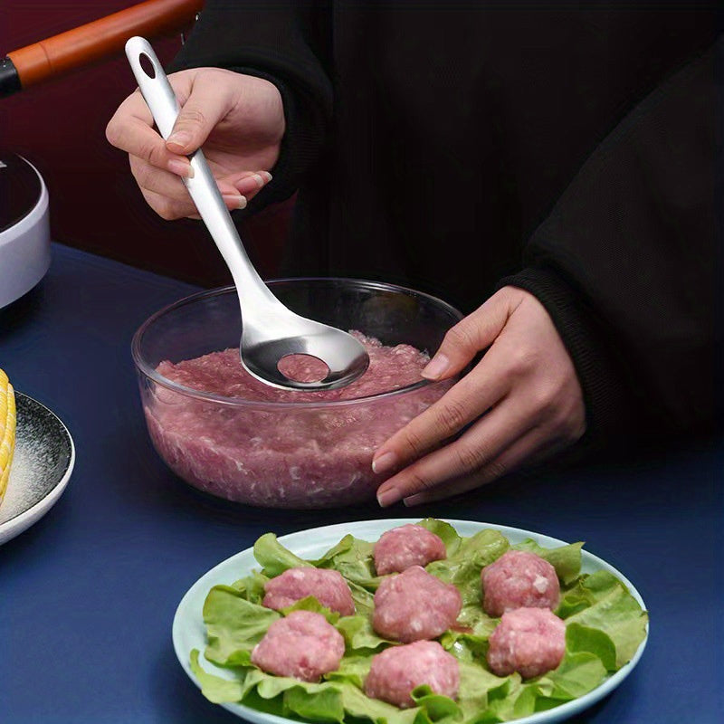 Long Handle Stainless Steel Meatball Maker – Food-Grade Material, Non-Stick & Easy Release, Effortlessly Makes Round & Uniform Meatballs. Simple & Hygienic to Use, Perfect for Home Kitchen & Restaurant