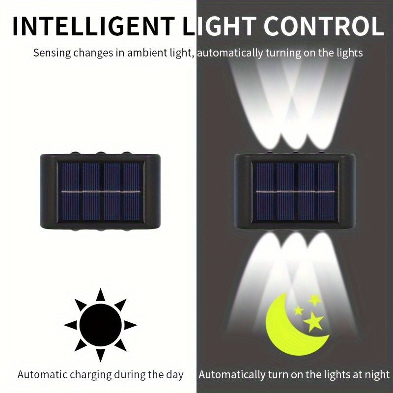 2 Pack 6 LED Solar Dual Color Light, Warm Light and Cool Light, Outdoor Camping Decorative Light for Courtyard, Street, Landscape, Garden and Commercial District Lighting