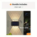 2 Pack 6 LED Solar Dual Color Light, Warm Light and Cool Light, Outdoor Camping Decorative Light for Courtyard, Street, Landscape, Garden and Commercial District Lighting
