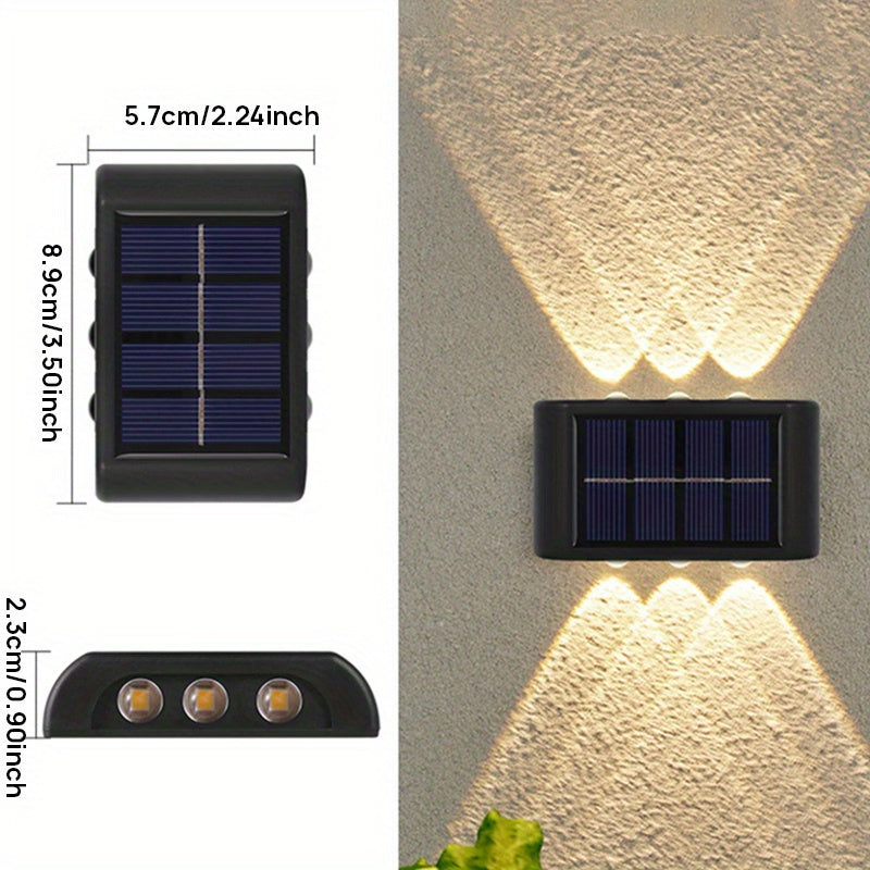 2 Pack 6 LED Solar Dual Color Light, Warm Light and Cool Light, Outdoor Camping Decorative Light for Courtyard, Street, Landscape, Garden and Commercial District Lighting