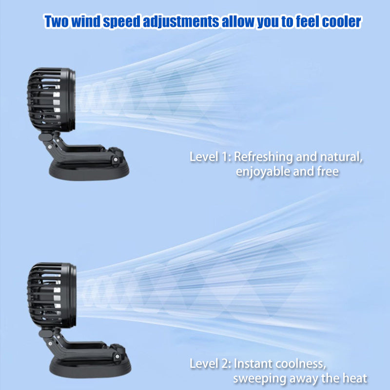 Dual-Head Rotatable Car Fan, Compatible with 24V Heavy Trucks & 12V Vehicles, 5V USB Plug-in Powered, Powerful Quiet Foldable Battery-Free Car Cooling Fan