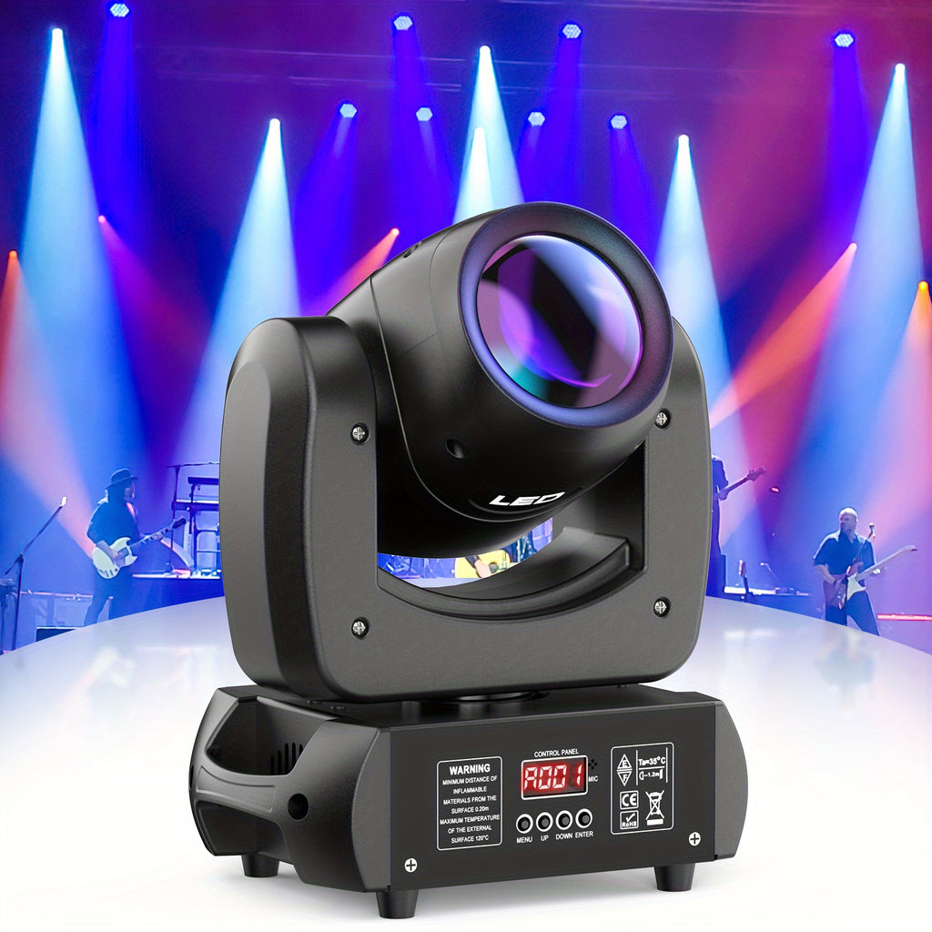 120W moving head DJ light with rotating Gobos (8-facet prism), 7 colors plus on/off white LED beam light, activated by sound and DMX control, for stage lighting, weddings, Halloween, Christmas, churches, live performances