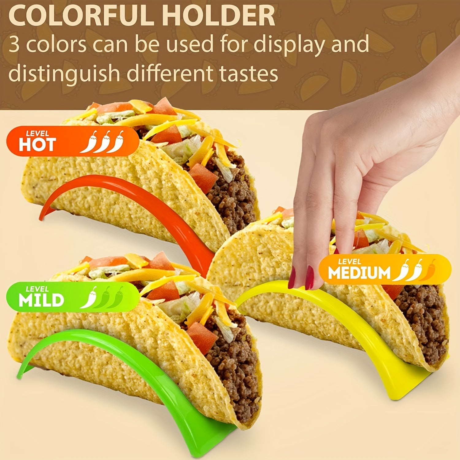 12/18 Pcs Colorful Tortilla Holders, Durable PP Material, Suitable for Soft and Hard Shells, Ideal for Restaurant and Home Use