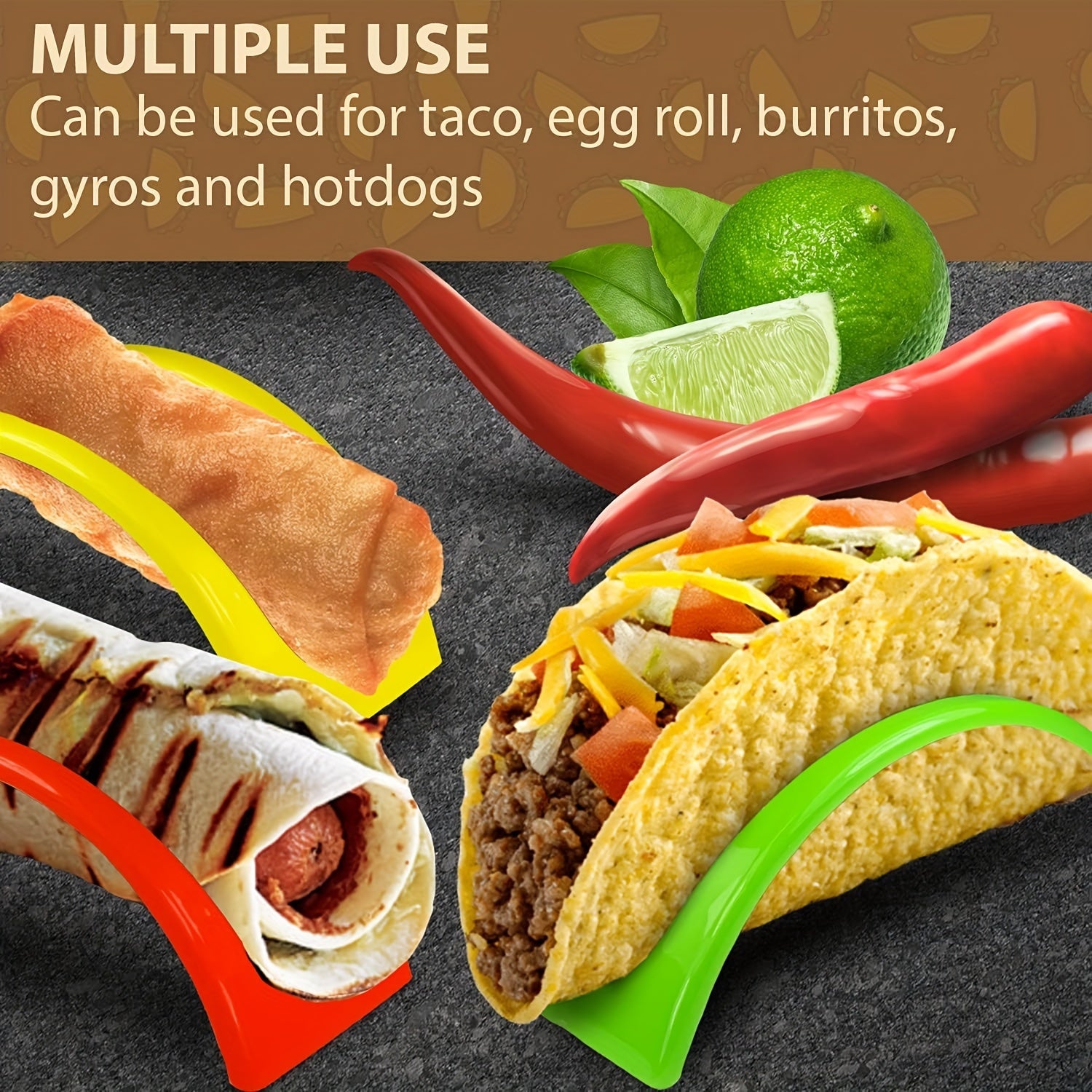 12/18 Pcs Colorful Tortilla Holders, Durable PP Material, Suitable for Soft and Hard Shells, Ideal for Restaurant and Home Use