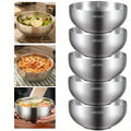 5pcs Large Double-Layer Stainless Steel Bowl, Noodle Bowl, Double-Layer Heat Insulation Anti-Scald, Home Rice & Soup Bowl, Large Caliber Deep Large Capacity Bowl