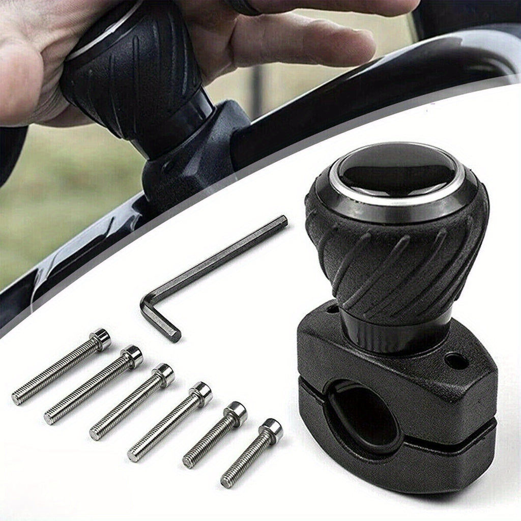 Quick Install Easy-to-Use Power Steering Wheel Spinner Knob - Fits Cars, Trucks & More - Black Smooth Rotating Ball Assist