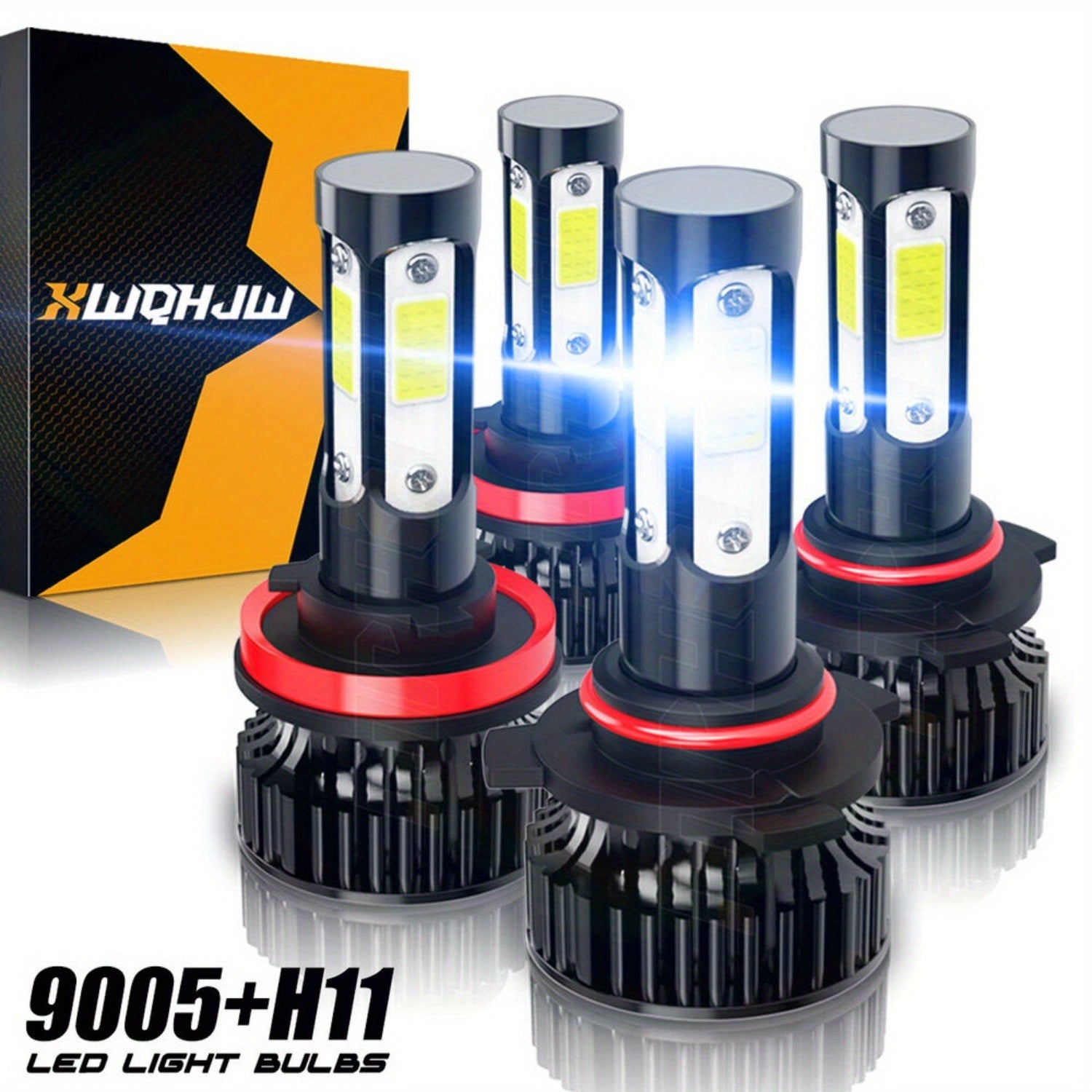 4-Pack H11/H9/H8 9005/HB3 LED Bulb Combo 6000K White, H11 9005 LED Light Fog Light Plug-and-Play