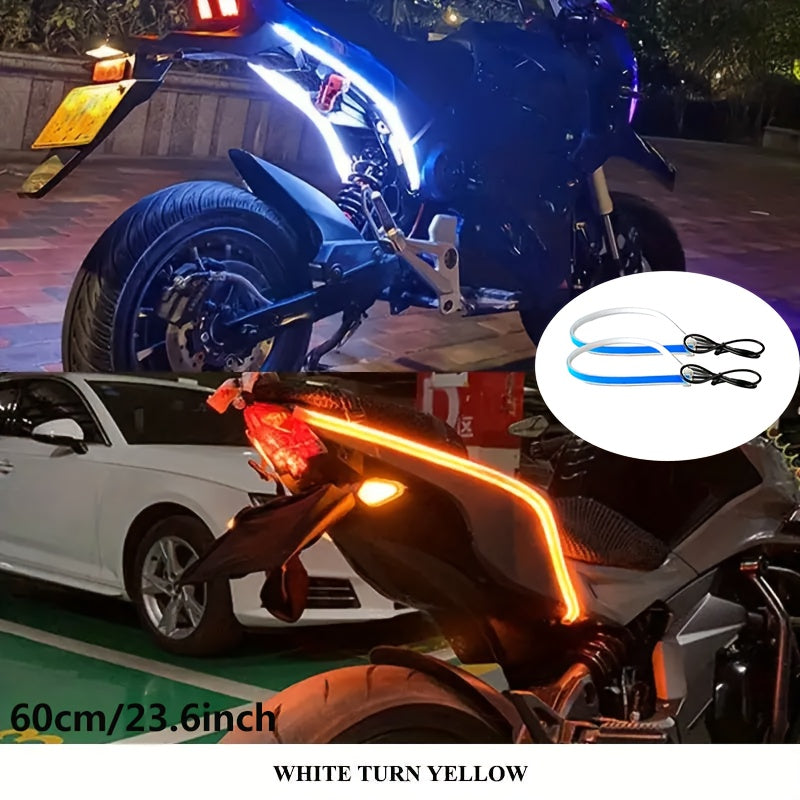 2个LED灯黄色流动灯带，灵活的灯带，适用于汽车配件，无需电池