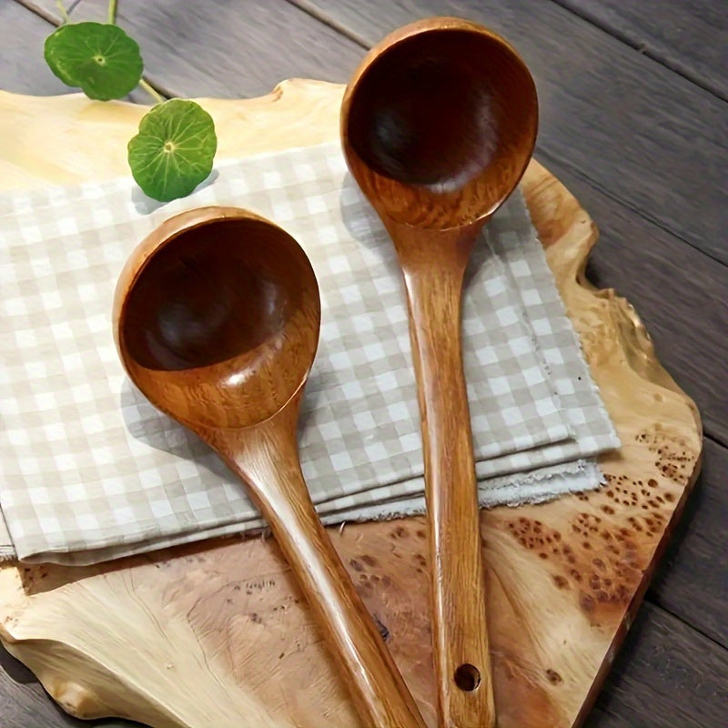 Wooden Kitchen Spoon | Non-Stick Pan Safe, Durable Wooden Handle, Perfect for Soup & Cooking