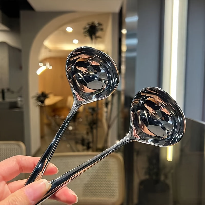 2-Pack Heavy Duty Large Soup Ladle – Long Handle Large Head Soup Spoon with Bowl – Perfect for Home, Restaurant, Food Trucks – Hygienic Serving Utensil Set