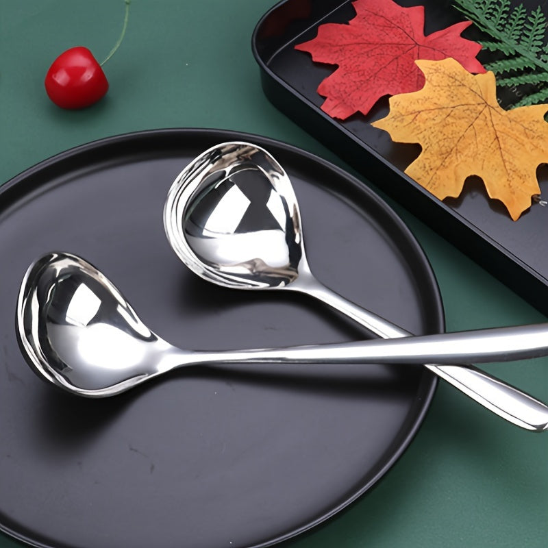 2-Pack Heavy Duty Large Soup Ladle – Long Handle Large Head Soup Spoon with Bowl – Perfect for Home, Restaurant, Food Trucks – Hygienic Serving Utensil Set