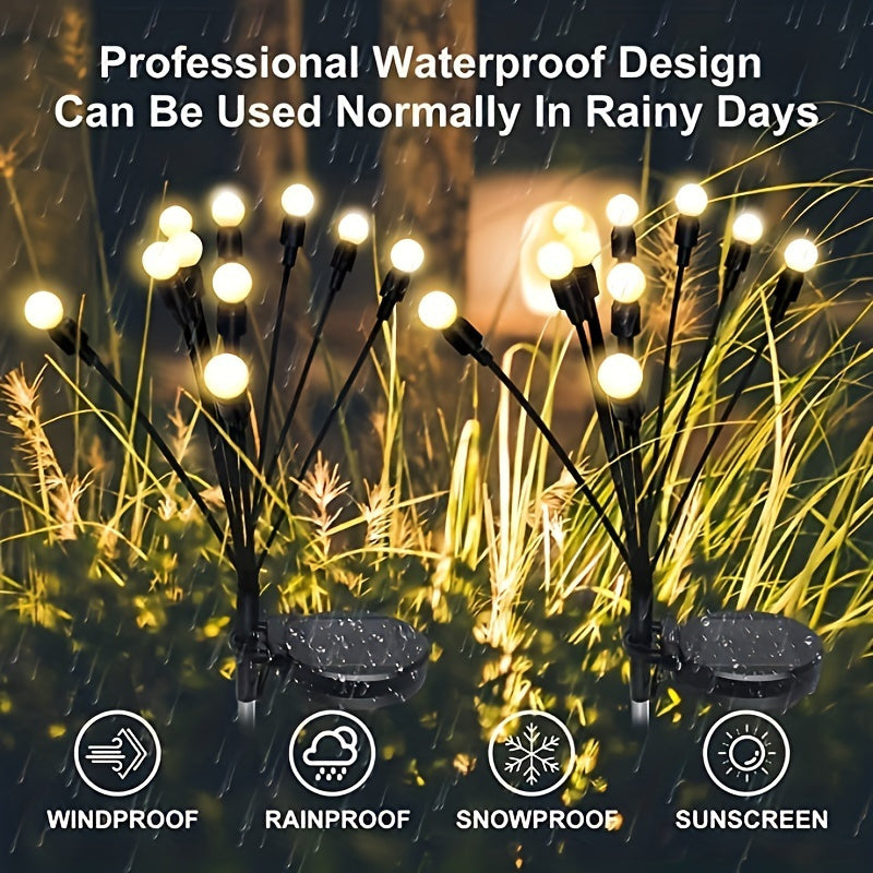2/4/6/8/10/12-Piece Solar Courtyard Light, 10-LED Swaying Solar Firefly Light, Equipped with High-Flexibility Wire and Reinforced Lamp Holder, Suitable for Outdoor Courtyard, Patio and Garden Decoration, Can Be Used for Valentine's Day