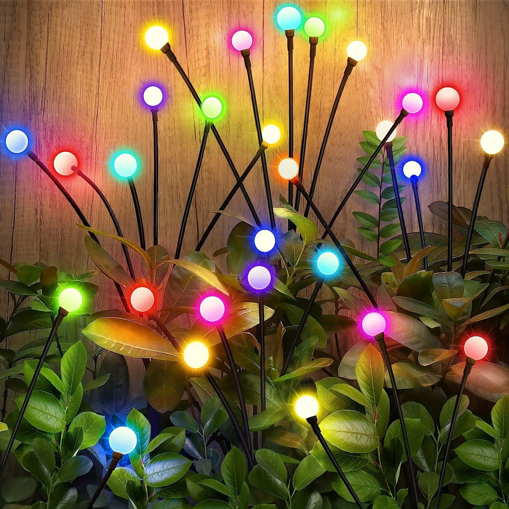 2/4/6/8/10/12-Piece Solar Courtyard Light, 10-LED Swaying Solar Firefly Light, Equipped with High-Flexibility Wire and Reinforced Lamp Holder, Suitable for Outdoor Courtyard, Patio and Garden Decoration, Can Be Used for Valentine's Day