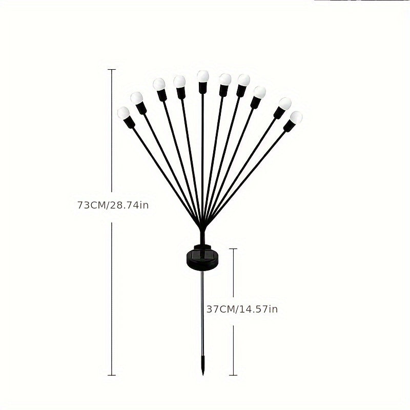 2/4/6/8/10/12-Piece Solar Courtyard Light, 10-LED Swaying Solar Firefly Light, Equipped with High-Flexibility Wire and Reinforced Lamp Holder, Suitable for Outdoor Courtyard, Patio and Garden Decoration, Can Be Used for Valentine's Day