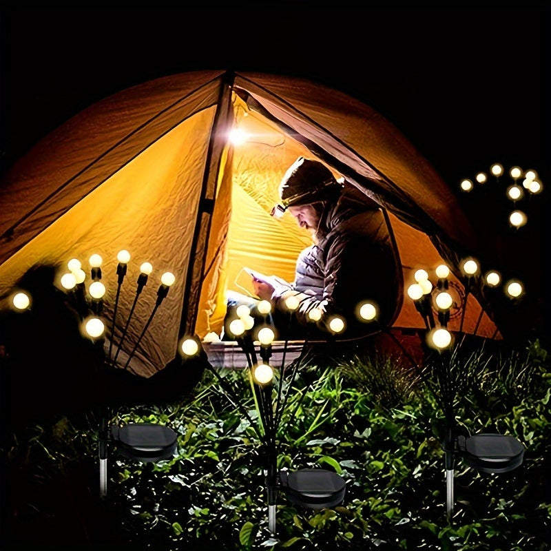 2/4/6/8/10/12-Piece Solar Courtyard Light, 10-LED Swaying Solar Firefly Light, Equipped with High-Flexibility Wire and Reinforced Lamp Holder, Suitable for Outdoor Courtyard, Patio and Garden Decoration, Can Be Used for Valentine's Day