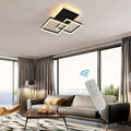 Qcyuui 黑色 25" LED 吸顶灯，现代方形吸顶灯，带可调光遥控器，适用于卧室、厨房和办公室的嵌入式安装
