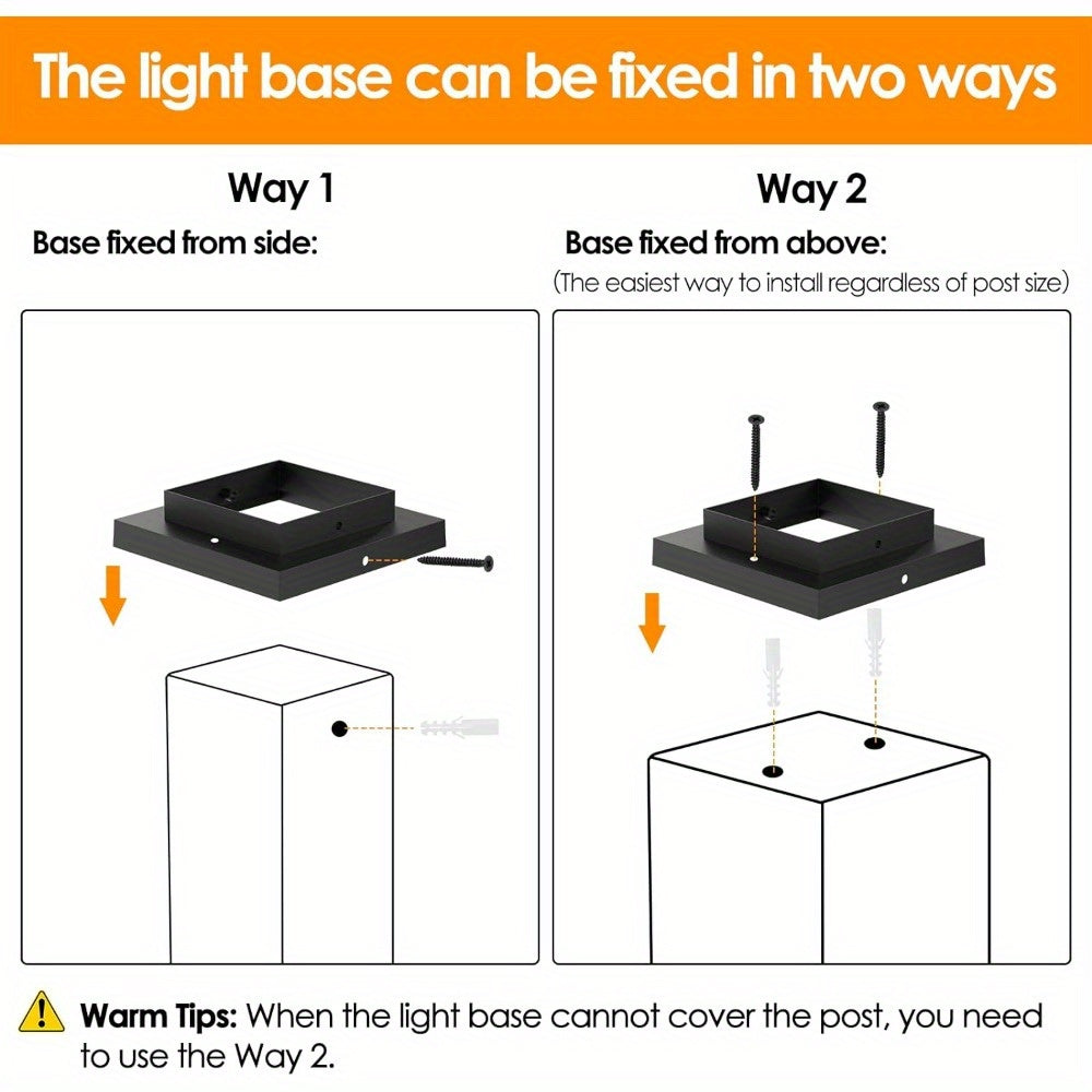 Boscus 8/12-Piece Solar Post Light Outdoor, Fence Cap Light Suitable for Patio, 4x4 5x5 6x6 Wood Vinyl Outdoor Light with Flashing Effect, Black