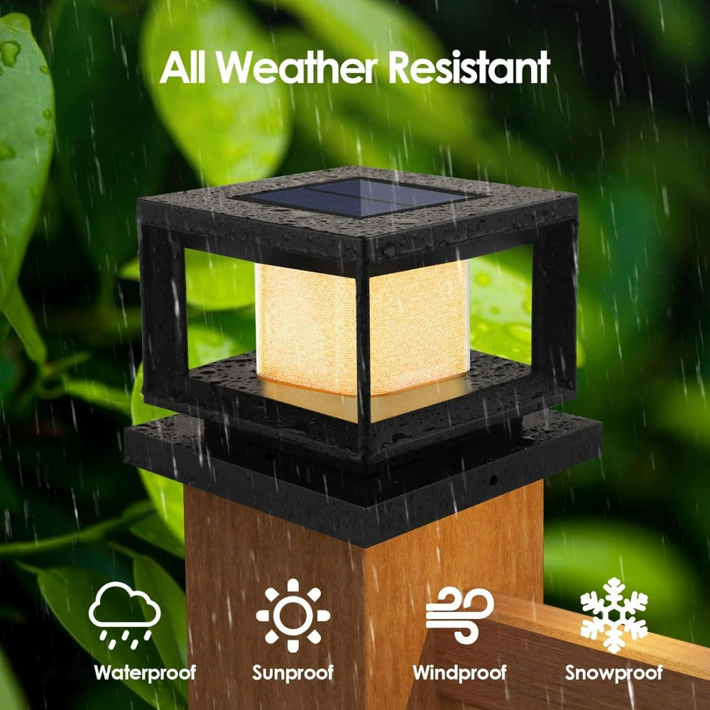 Boscus 8/12-Piece Solar Post Light Outdoor, Fence Cap Light Suitable for Patio, 4x4 5x5 6x6 Wood Vinyl Outdoor Light with Flashing Effect, Black