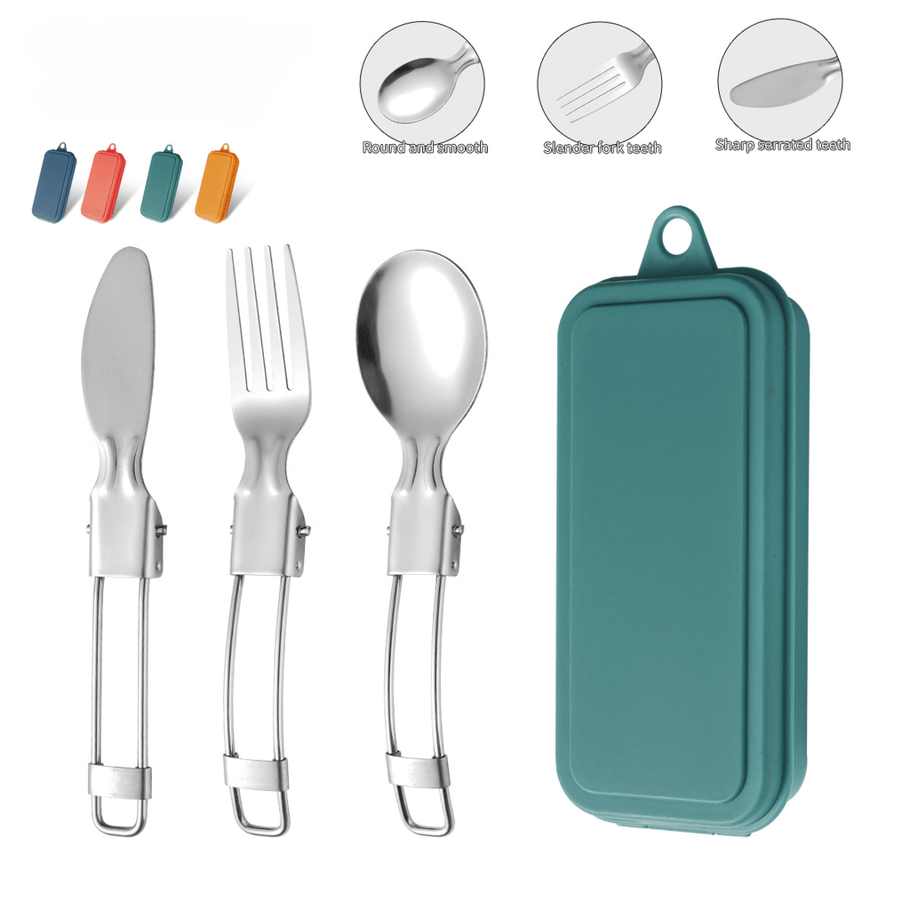3-Piece Stainless Steel Foldable Knife Fork Spoon Set – Portable, Polished, Perfect for Outdoor Camping, Christmas, Easter, Father‘s Day, Labor Day – Foldable Spoon Fork Knife Set