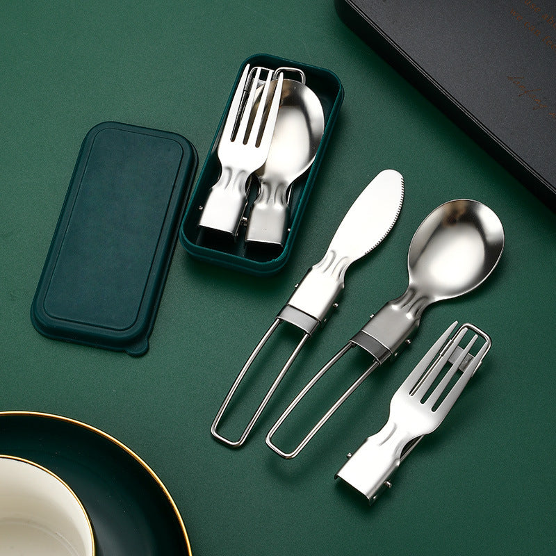 3-Piece Stainless Steel Foldable Knife Fork Spoon Set – Portable, Polished, Perfect for Outdoor Camping, Christmas, Easter, Father‘s Day, Labor Day – Foldable Spoon Fork Knife Set