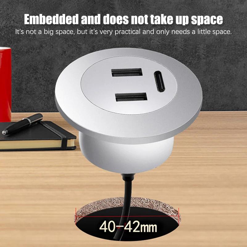 Desktop Embedded USB Multi-Port Hub, Type-C Charger + Sofa Wall Outlet, USB Power Strip with 100W Fast Charging, Compact Design for Home Office & Media Consumption, Home Charging Station, Modern Tech Accessory, Durable Construction