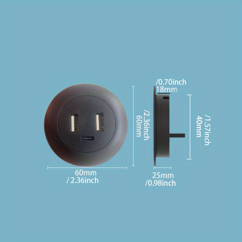 Desktop Embedded USB Multi-Port Hub, Type-C Charger + Sofa Wall Outlet, USB Power Strip with 100W Fast Charging, Compact Design for Home Office & Media Consumption, Home Charging Station, Modern Tech Accessory, Durable Construction