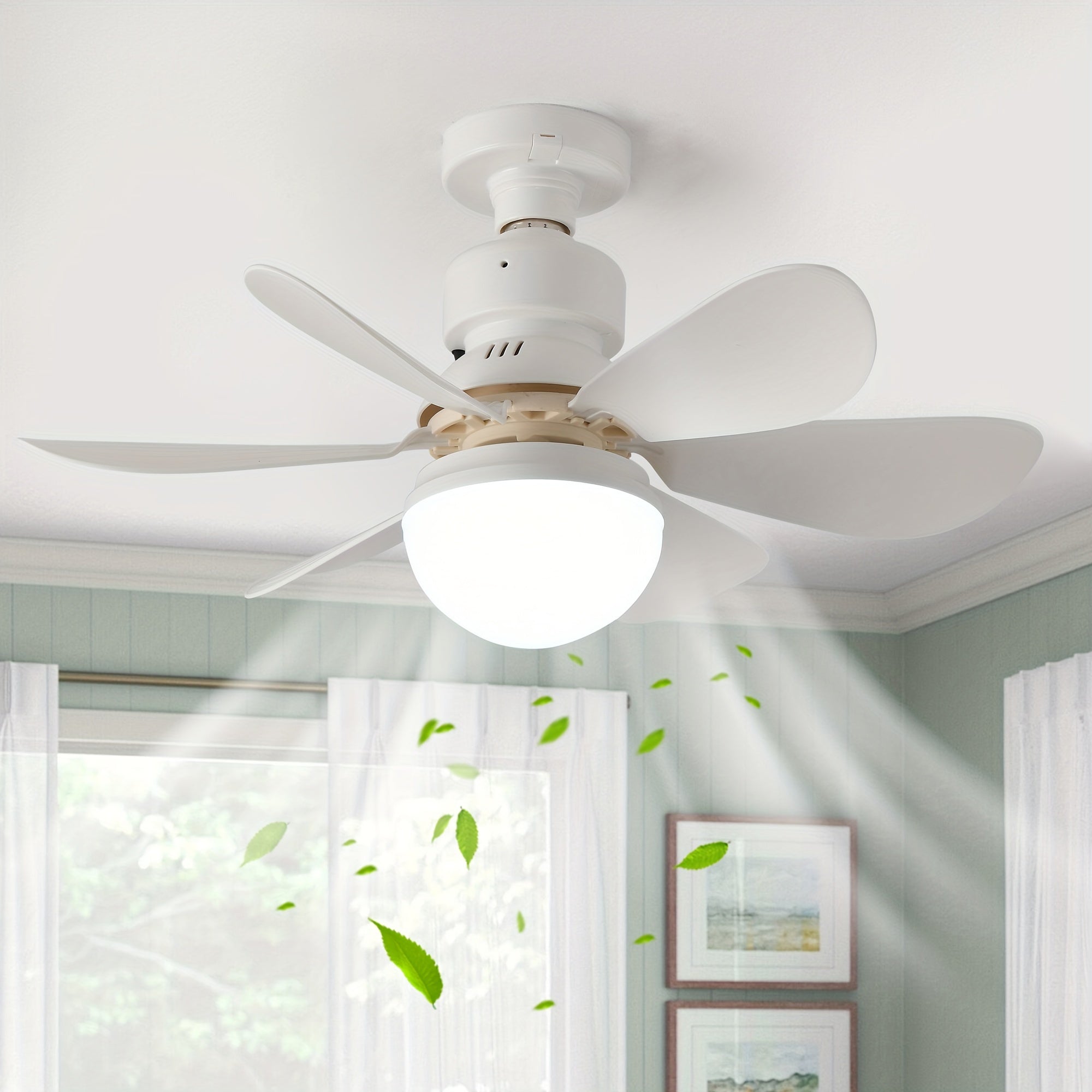 Qcyuui Modern Ceiling Fan with Light, Dimmable LED, Quiet Operation, Remote Control, Energy-Saving Replacement, Hardwired, Smart Home Compatible, Indoor/Outdoor, Living Room Bedroom Patio Garage, Space-Saving Design, Durable