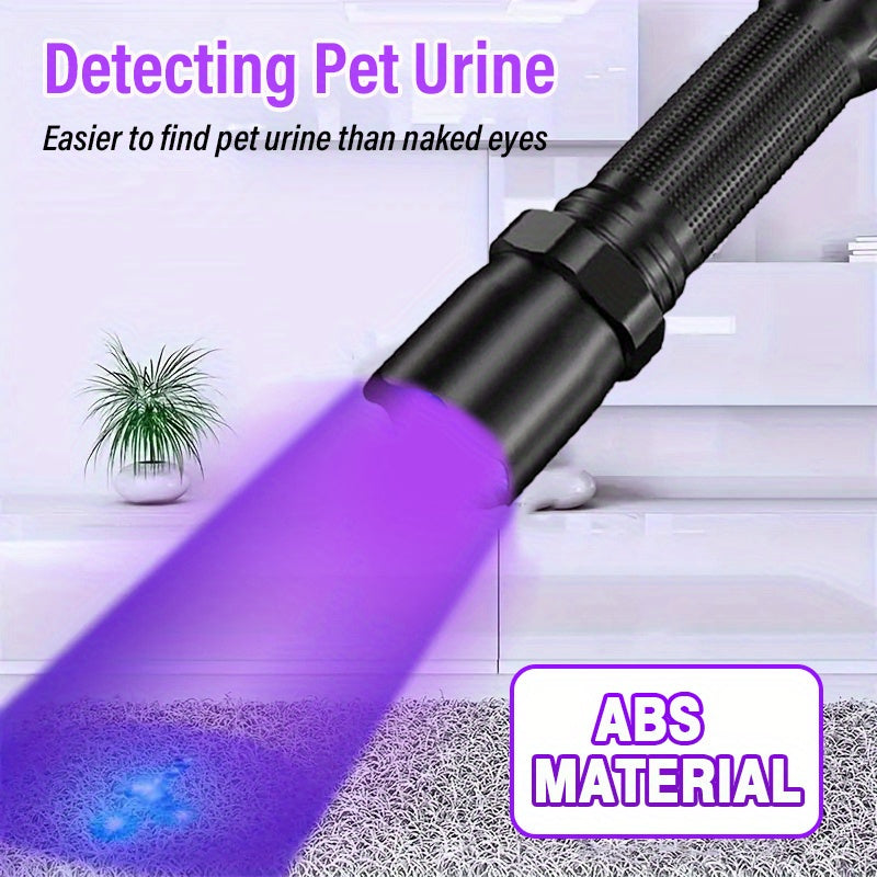 2个装可充电LED黑光灯，便携式UV工作灯，用于宠物猫尿液检测、床虫和蝎子、夜钓、树脂固化迷你多功能手电筒