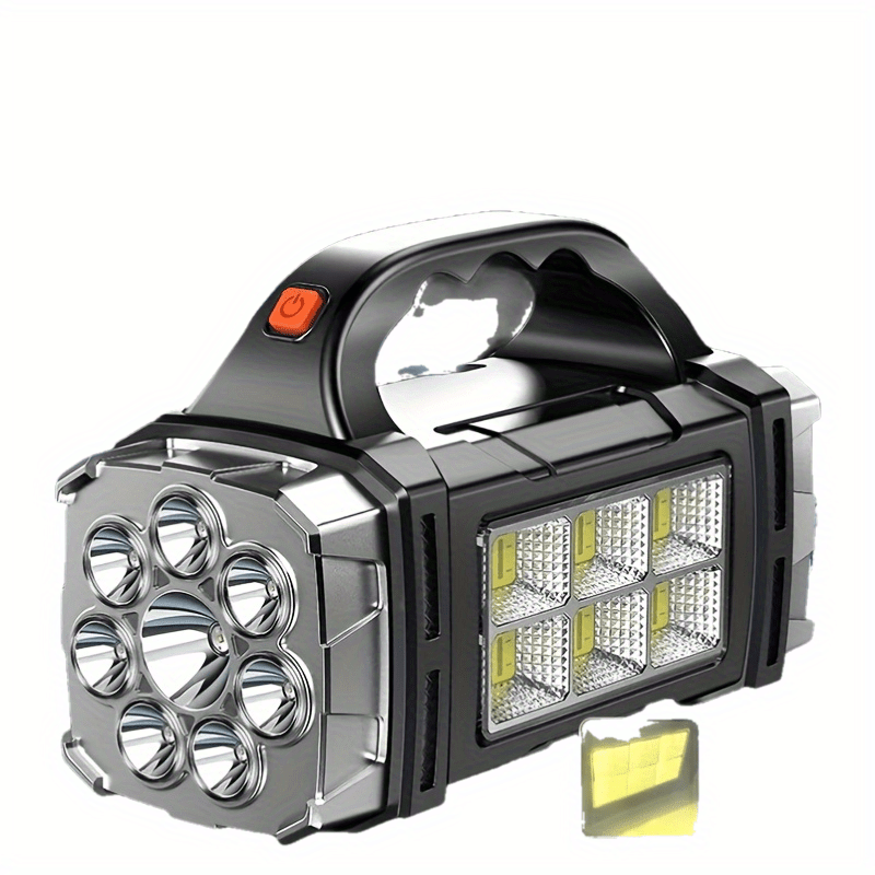 1 Ultimate Ultra-Bright LED Searchlight 2200W - Ultra-Portable, Dual Solar & USB Charging, Visible Beam, Power Bank Flashlight for Outdoor Adventures