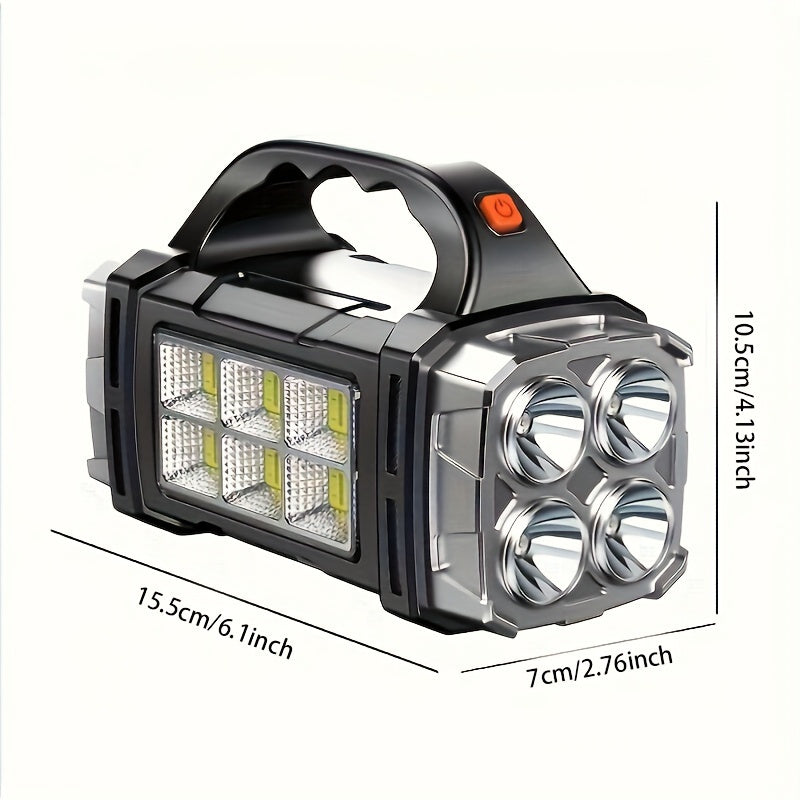 1 Ultimate Ultra-Bright LED Searchlight 2200W - Ultra-Portable, Dual Solar & USB Charging, Visible Beam, Power Bank Flashlight for Outdoor Adventures