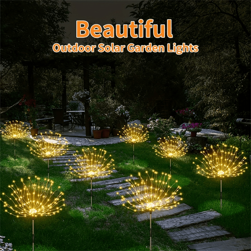 520 LED Solar Garden Light Solar Firework Light, 8 Modes Lighting Solar Light Outdoor Smart Light with Smart Sensor Switch, Perfect for Garden Courtyard, Walkway, Pathway, Party, Wedding Decoration, Optional 420/280/90 LEDs