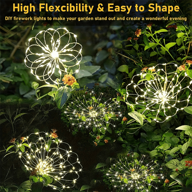 520 LED Solar Garden Light Solar Firework Light, 8 Modes Lighting Solar Light Outdoor Smart Light with Smart Sensor Switch, Perfect for Garden Courtyard, Walkway, Pathway, Party, Wedding Decoration, Optional 420/280/90 LEDs