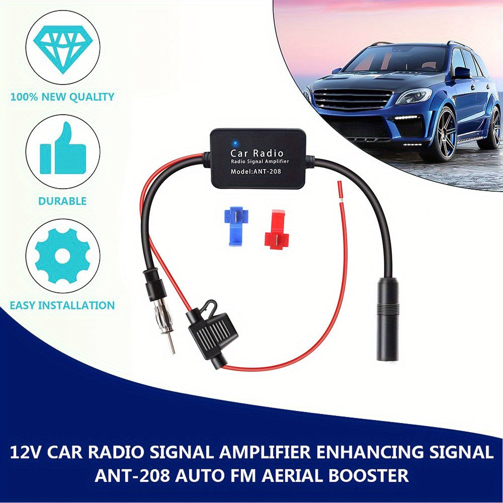 Active Car FM Radio Antenna Amplifier – 12V FM Signal Booster, External Auto Accessory for Enhanced Radio Reception
