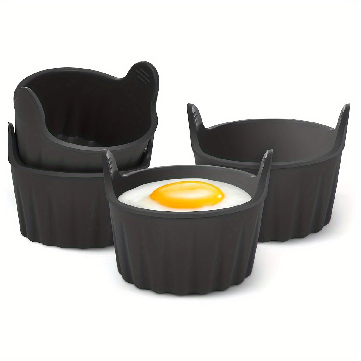 ZGV 1/4Pcs Black Silicone Air Fryer Molds, Reusable Non-Stick Muffin Mousse Cake Cups, Multi-Purpose for Egg Cooking Waffles, Essential Healthy Kitchen Baking Accessories, Ideal Christmas Gift