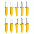 10pcs Steel Corn Holders – Angled Small BBQ Corn Racks, Heat-Resistant Kitchen Accessories, Outdoor Grill Tools, Fruit Forks