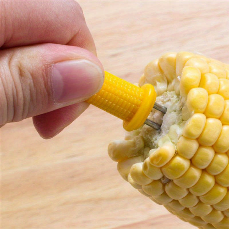 10pcs Steel Corn Holders – Angled Small BBQ Corn Racks, Heat-Resistant Kitchen Accessories, Outdoor Grill Tools, Fruit Forks