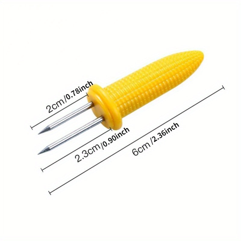 10pcs Steel Corn Holders – Angled Small BBQ Corn Racks, Heat-Resistant Kitchen Accessories, Outdoor Grill Tools, Fruit Forks
